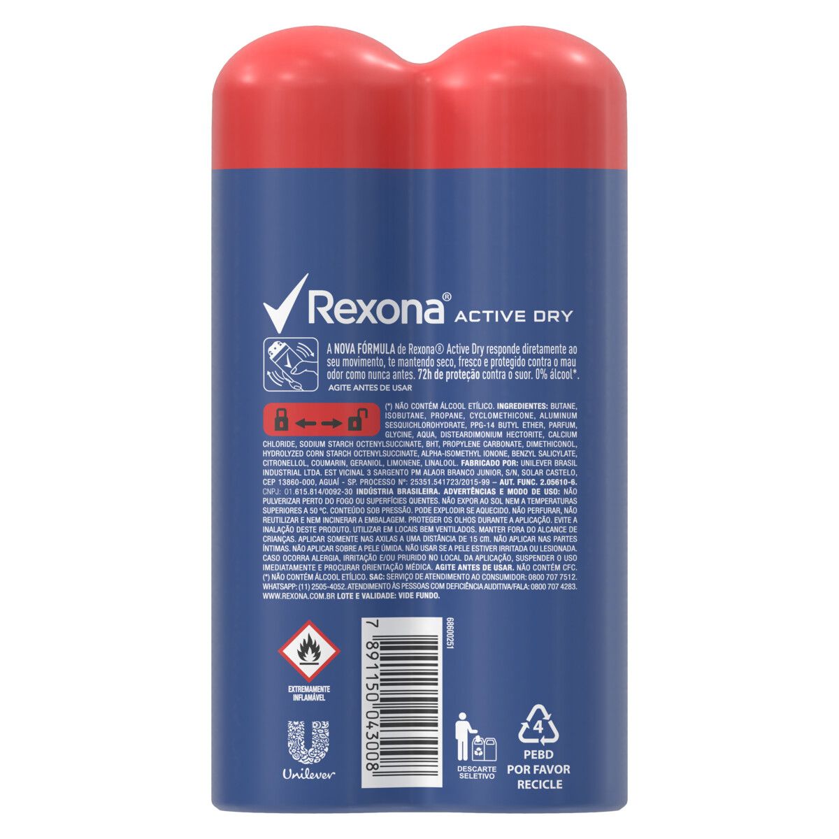 Desodorante Masculino Rexona Motionsense active dry, aerosol, 150mL -  Desodorante Masculino Rexona Motionsense active dry, aerosol, 150mL -  UNILEVER